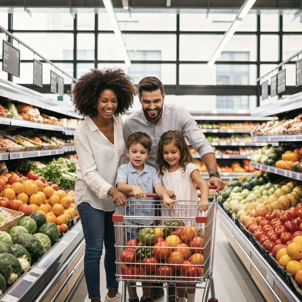 Famiglia che fa la spesa al Jero Market
