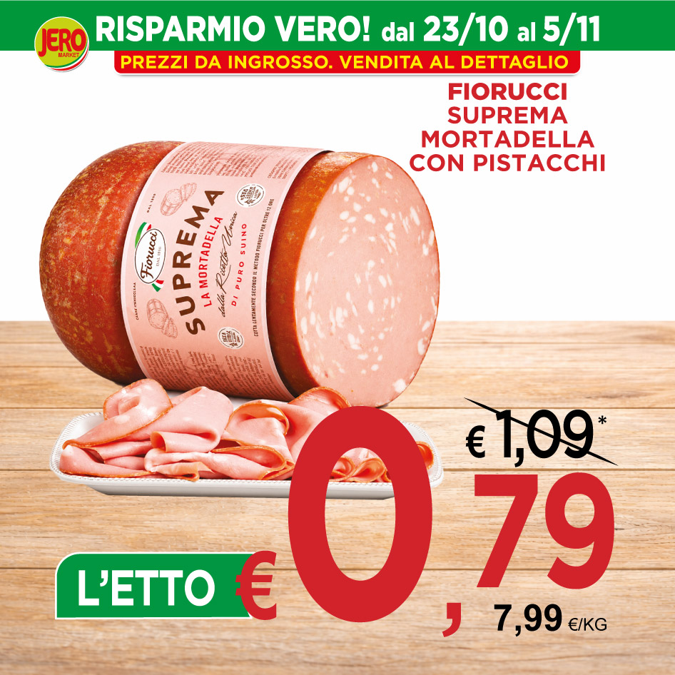 Fiorucci Suprema mortadella con pistacchi