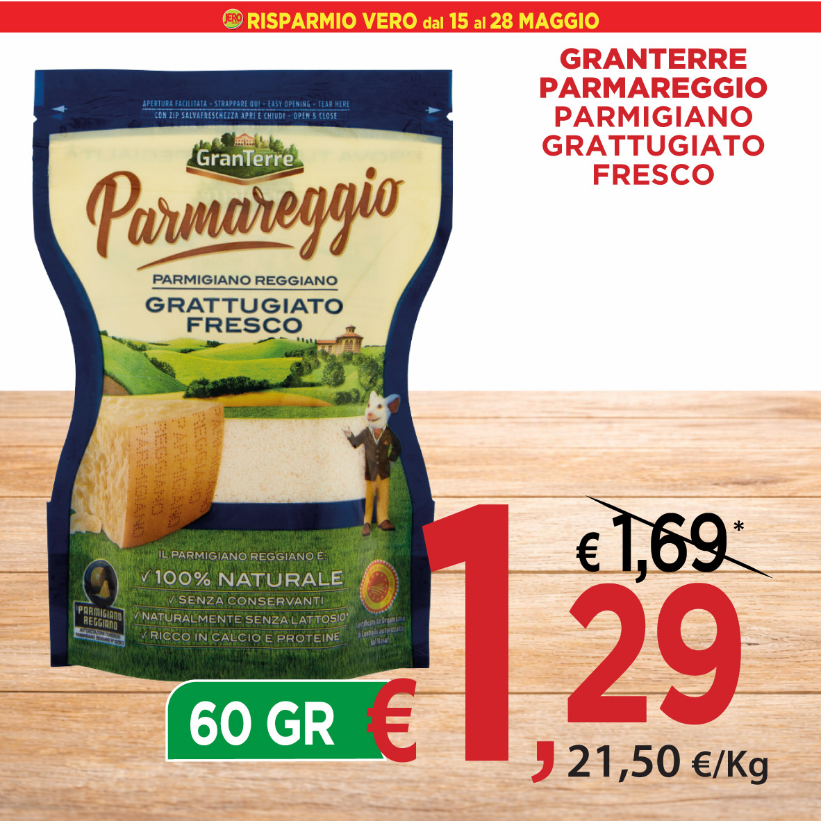 GranTerre Parmareggio Parmigiano Grattugiato Fresco